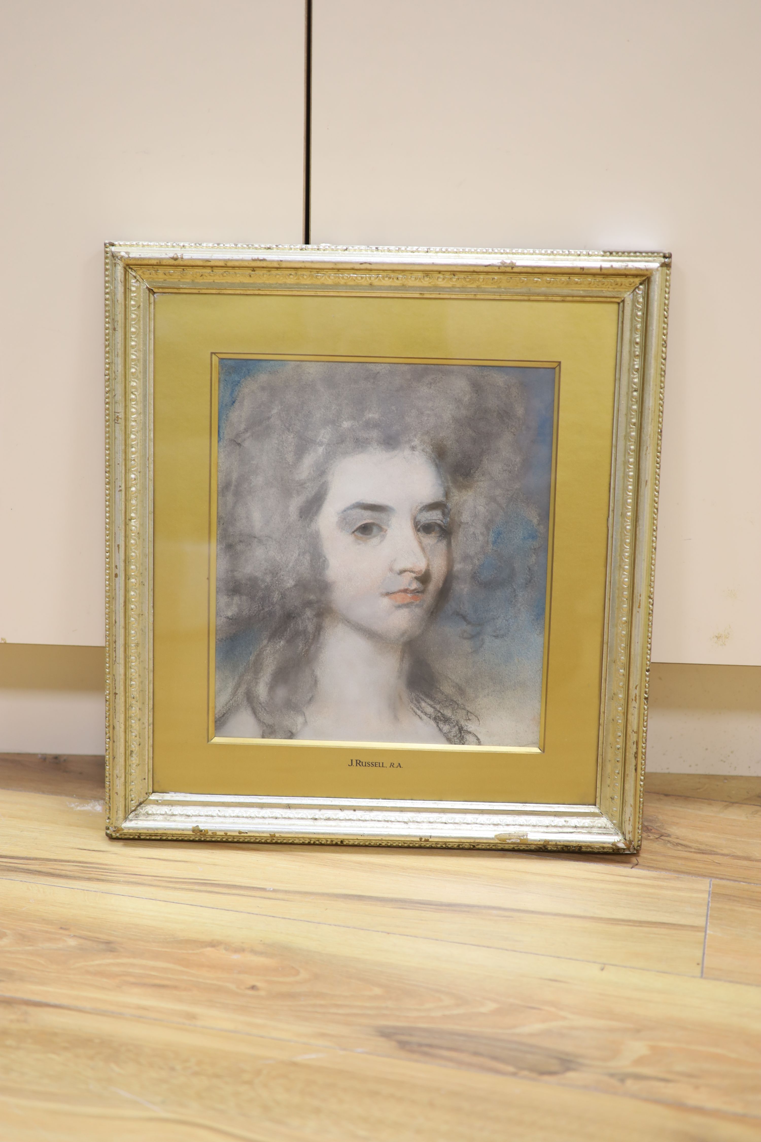 Attributed to John Russell (1745-1806), pastel, Portrait of a lady believed to be Charlotte Sophia Granville, 32 x 28cm